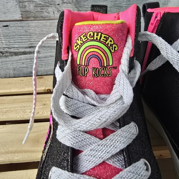 Skechers Flip Kicks Sneakers 314025L High Top Neon Pink Green Neon Youth Size 5 - Picture 8 of 12